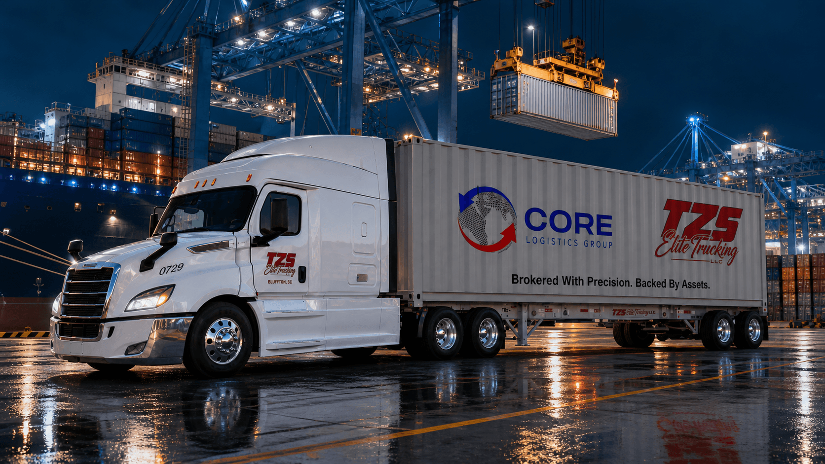 Container logistics at port terminal